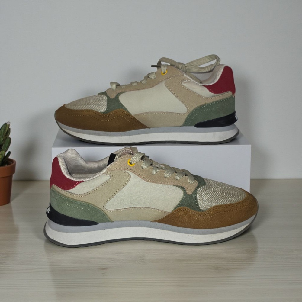 HOFF Memphis Sneakers Women's 7.5 Beige Green Brown Suede Mesh Retro Shoes
